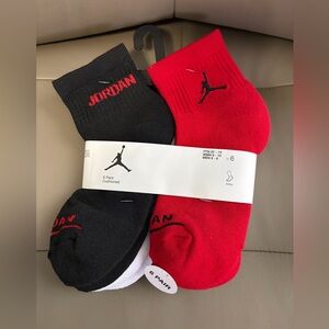 BNWT NIKE JORDAN YOUTH LEGEND (6) PACK ANKLE SOCKS RED-BK-GR-WH US SIZE 5Y-7Y
